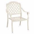 Chaise de jardin en aluminium moulé 58 x 60 x 90 cm avec accoudoirs dossier treillis couleur ivoire