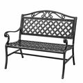 Banc de jardin 2 places en acier noir avec dossier décoratif à treillis 125 x 55 x 90 cm
