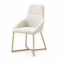 Chaise de salle à manger en tissu bouclé crème avec piètement luge en acier doré