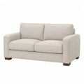Canapé 2 places droit 160 x 88 x 85 cm revêtement polyester beige structure bois massif pieds bois