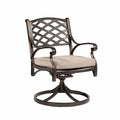 Fauteuil de jardin pivotant 1 place en aluminium bronze foncé avec coussin beige