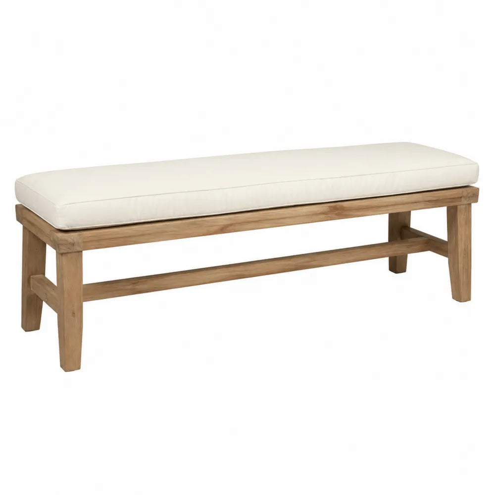 Banc de jardin avec coussin en acacia massif 150 x 42 x 48 cm chêne clair écru